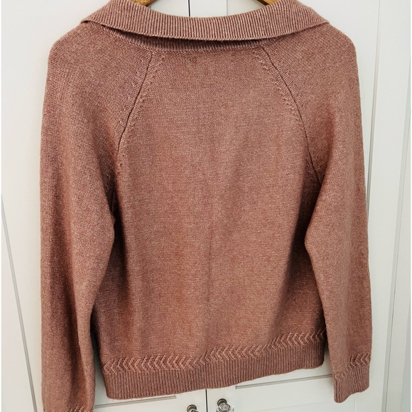 TAHARI Mauve Button Up Cardigan Sweater Collared Super Soft Women’s Sz M - Picture 6 of 11